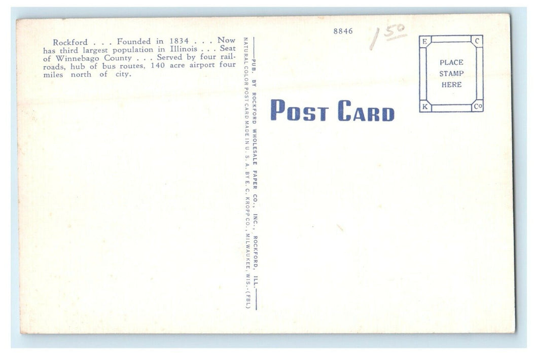 c1940's Eastern Star And Masonic Home Entrance Rockford Illinois IL Postcard