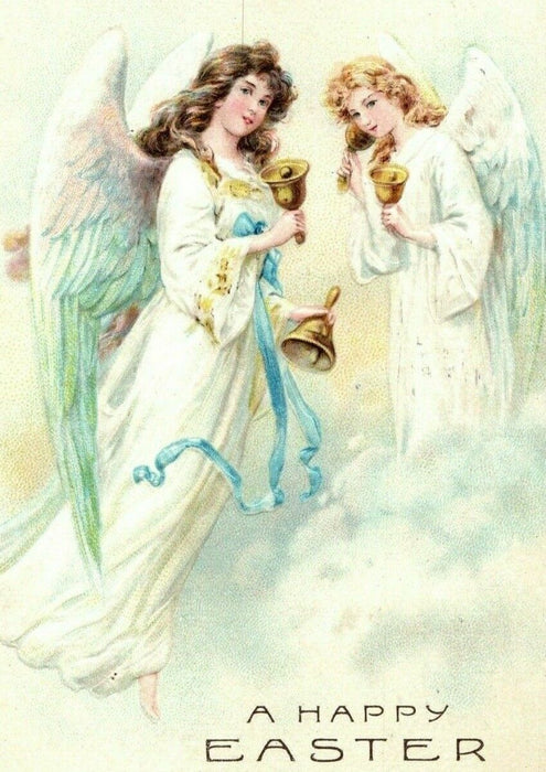 1909 Easter Angels Ringing Bells Embossed Seattle WA Antique Germany Postcard