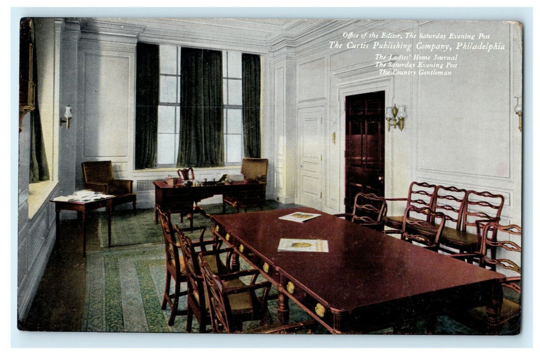 c1910 Curtis Publishing Co. Philadelphia Editor's Office Advertising Postcard