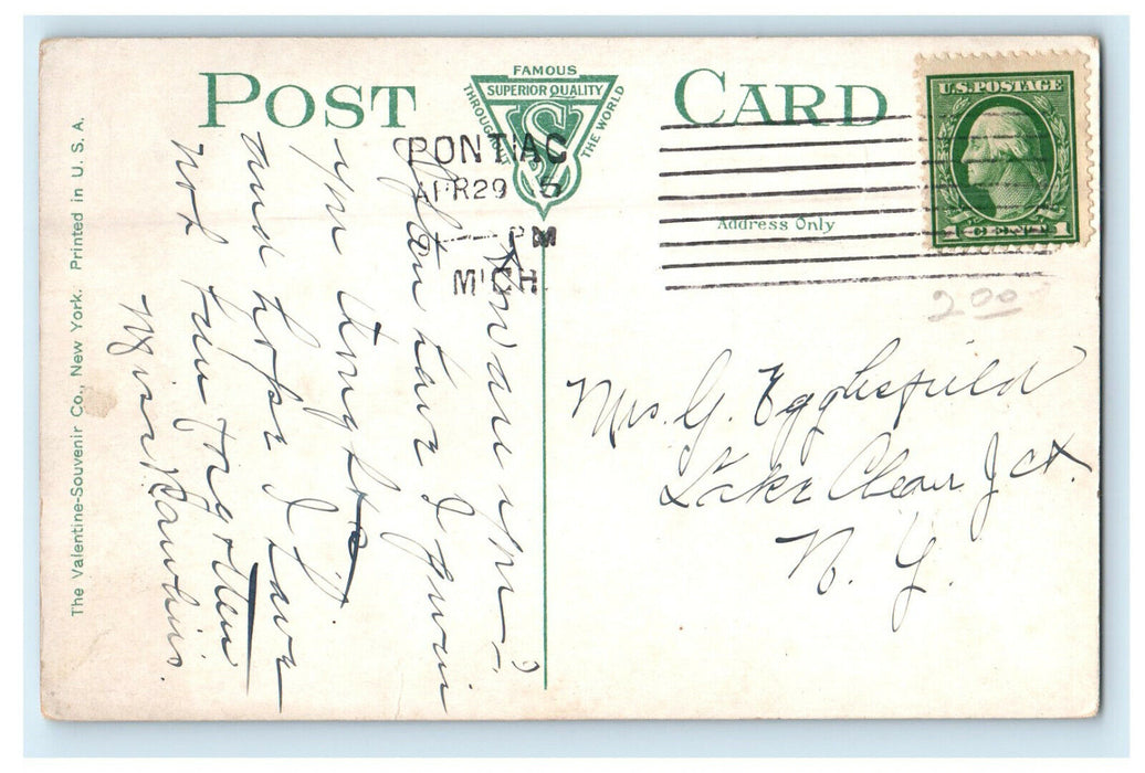 c1910s New High School and Campus, Pontiac, Michigan MI Posted Postcard