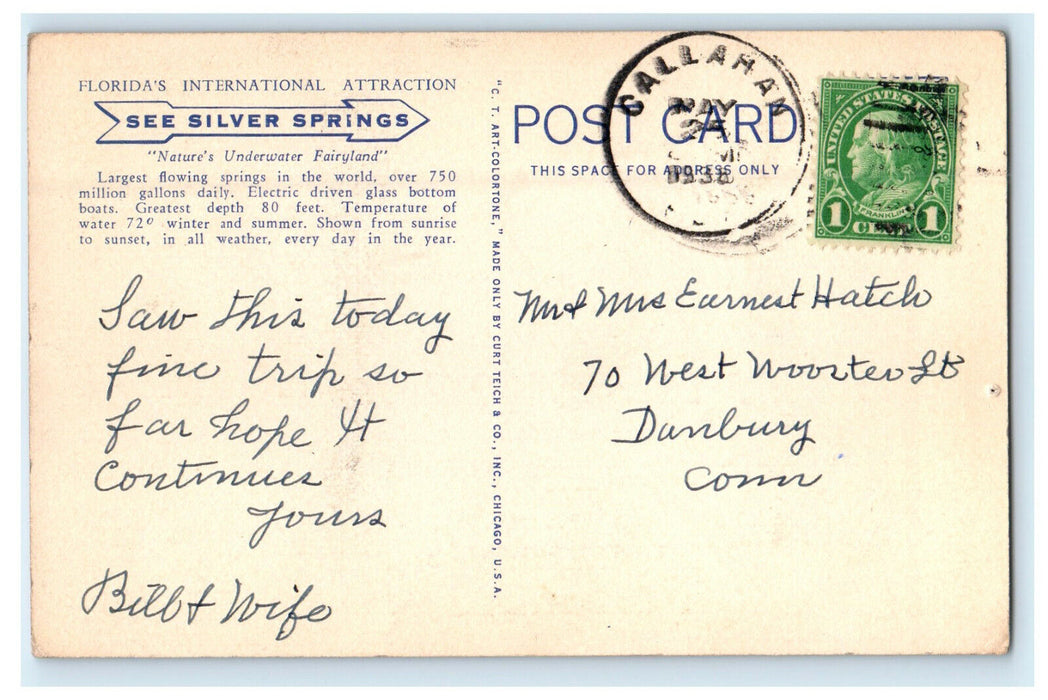 1936 Glass Bottom Boats, Bridal Chamber Silver Springs Florida FL Postcard
