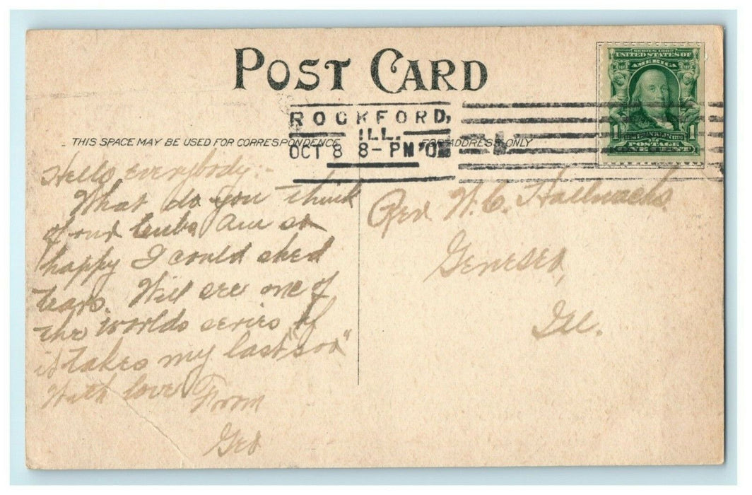 1908 Second Congregational Church Rockford Illinois IL World Series Postcard