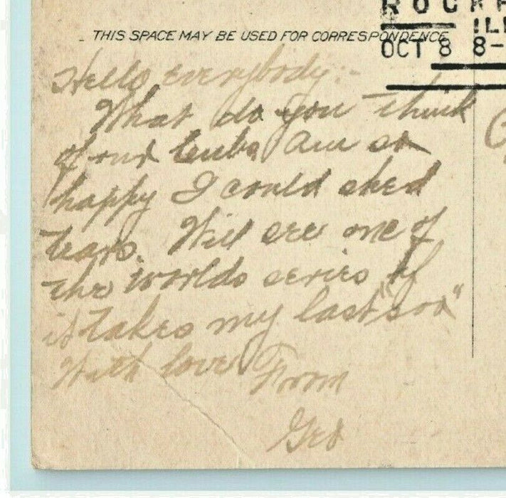 1908 Second Congregational Church Rockford Illinois IL World Series Postcard