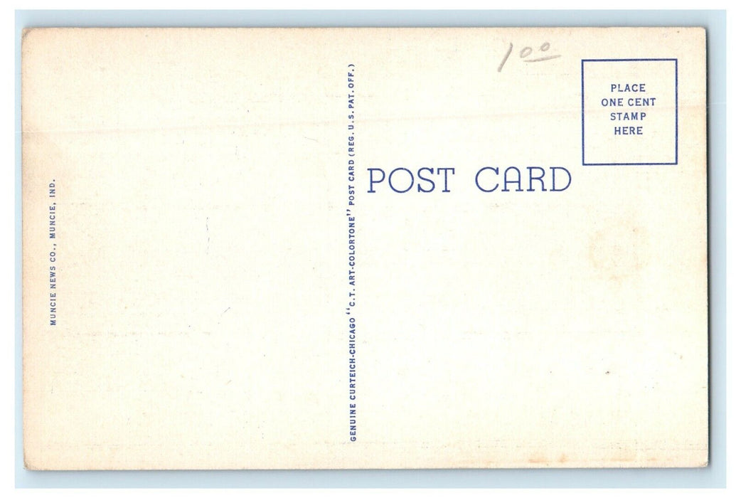 Muncie IN, F.E Ball Memorial Hall Men's Dormitory Ball Teachers College Postcard