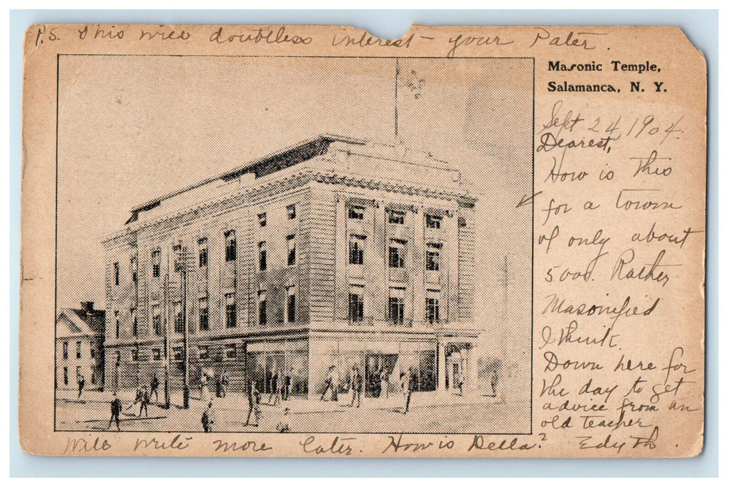 1904 Masonic Temple Salamanca New York NY PMC Posted Postcard