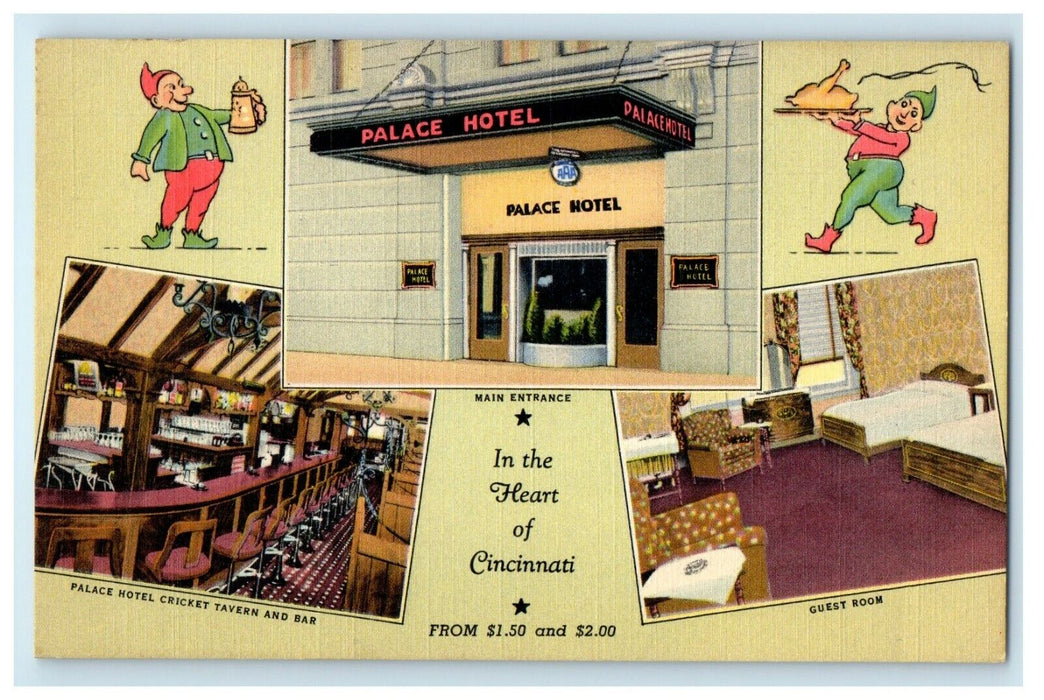 Palace Hotel Main Entrance In The Heart Of Cincinnati Ohio OH Multiview Postcard