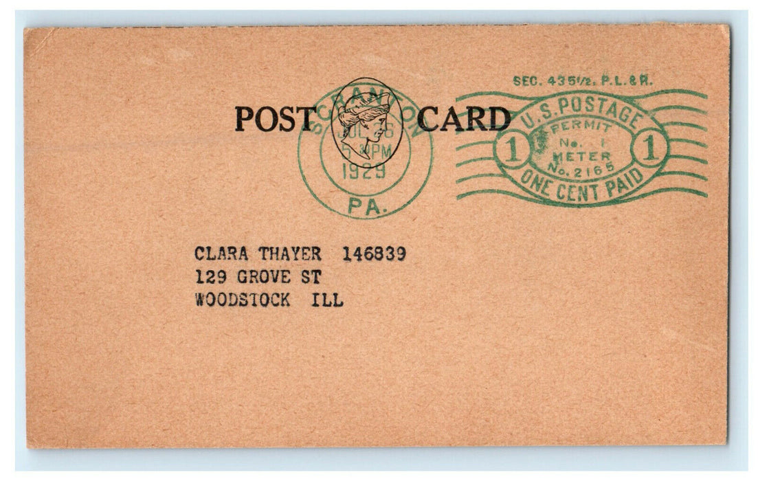 1929 Woman's Institute Scranton Pennsylvania PA Advertising Vintage Postcard