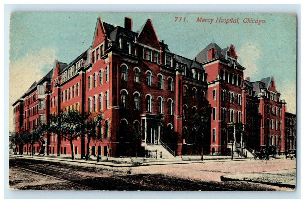 c1910's Mercy Hospital Chicago Illinois IL Posted Antique Postcard