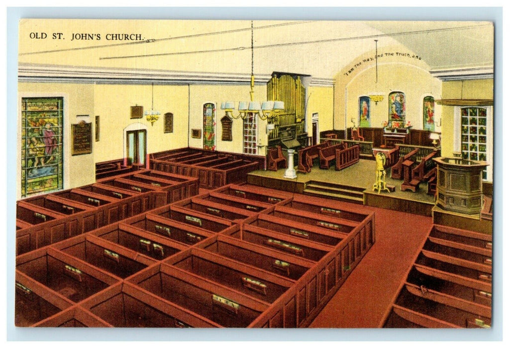 c1940's Interior View Of Old St. John's Church Richmond Virginia VA Postcard