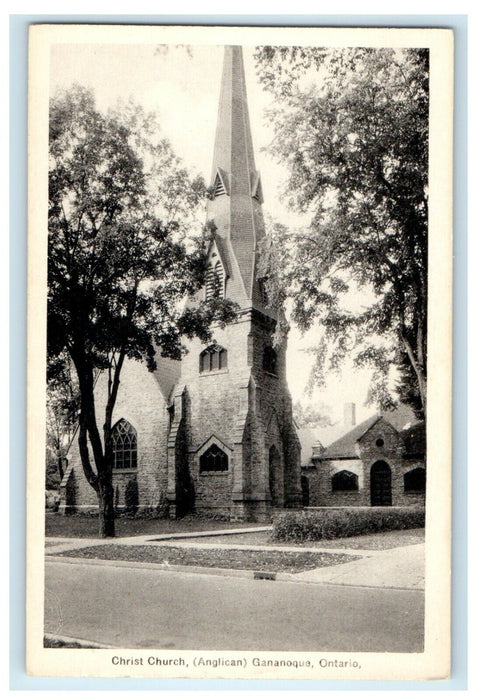 c1940's View Of Christ Church Anglican Gananoque Ontario Canada CA Postcard