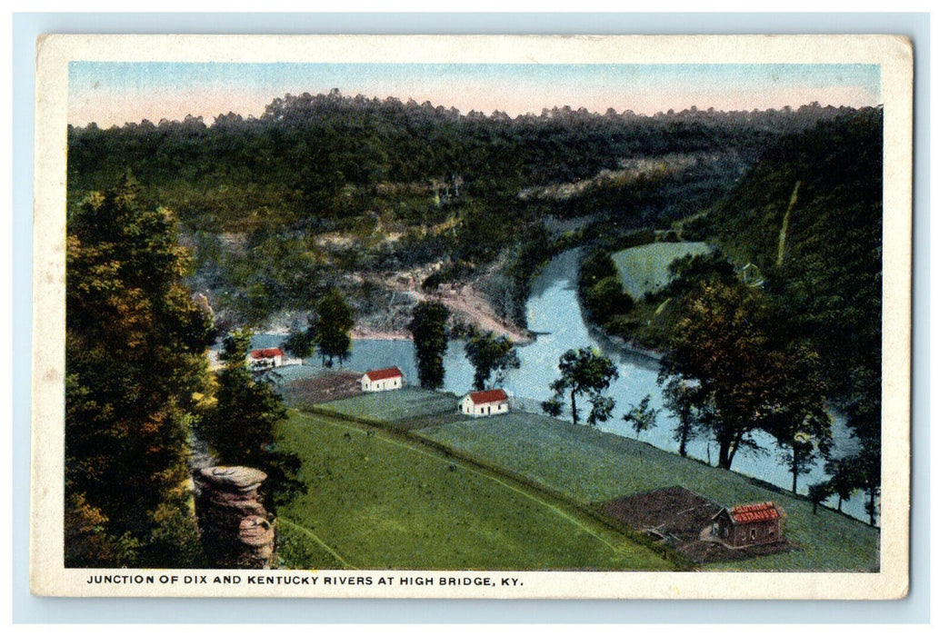 c1920s Junction of Dix and Kentucky Rivers at High Bridge Kentucky KY Postcard