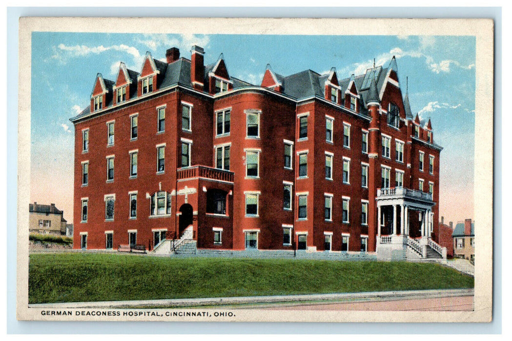 c1920s German Deaconess Hospital, Cincinnati Ohio OH Unposted Postcard