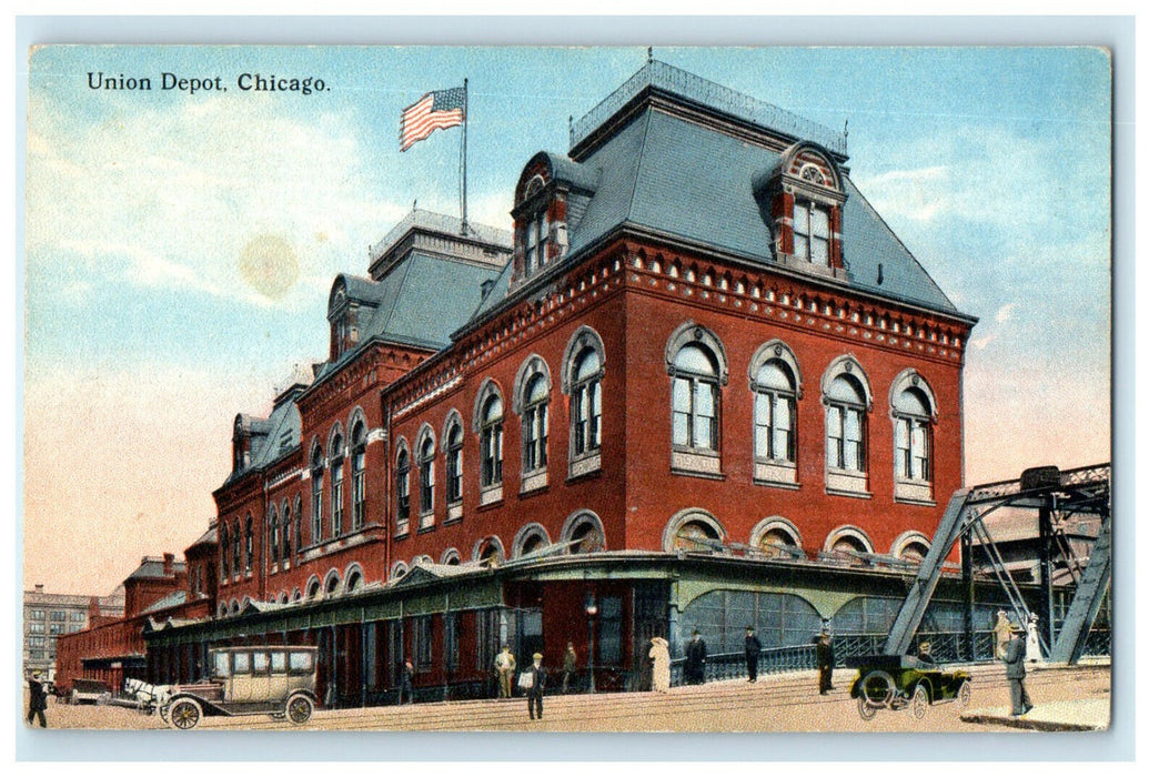 c1910s View of the Union Depot, Chicago Illinois IL Antique Unposted Postcard
