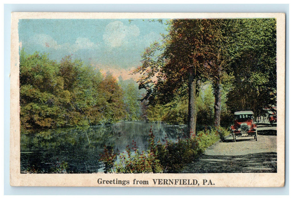 c1920s Greetings from Vernfield Pennsylvania PA Unposted Advertising Postcard