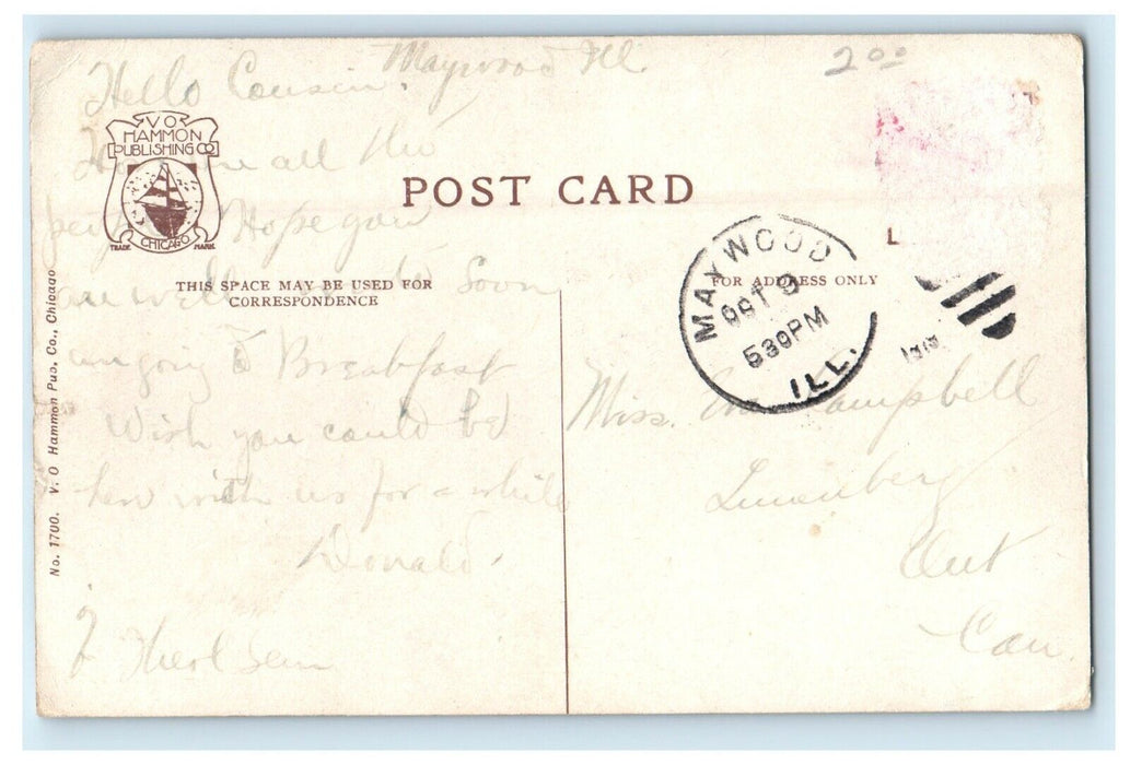 1919 Cook County Institution At Dunning Maywood Illinois IL Antique Postcard