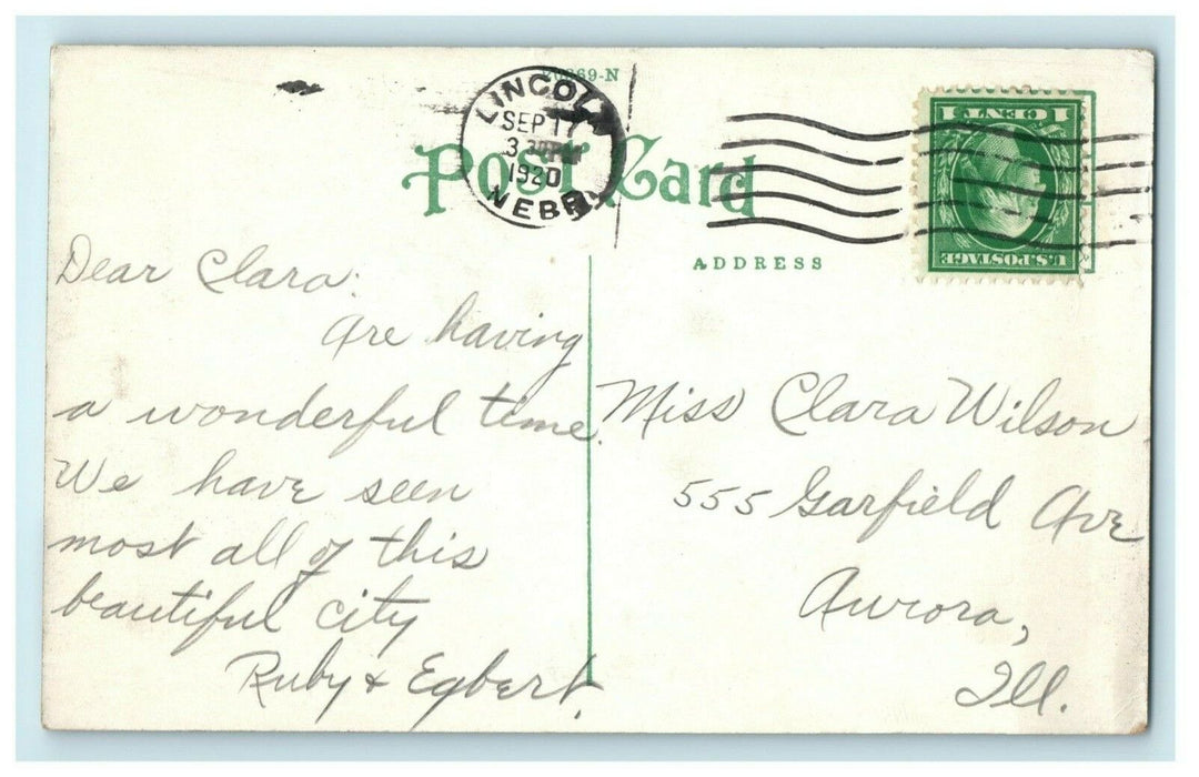 1920 University Temple Lincoln Nebraska NE Posted Antique Postcard