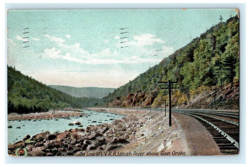 1911 Lehigh Valley Railroad Station Glen Onoko Pennsylvania PA Antique Postcard