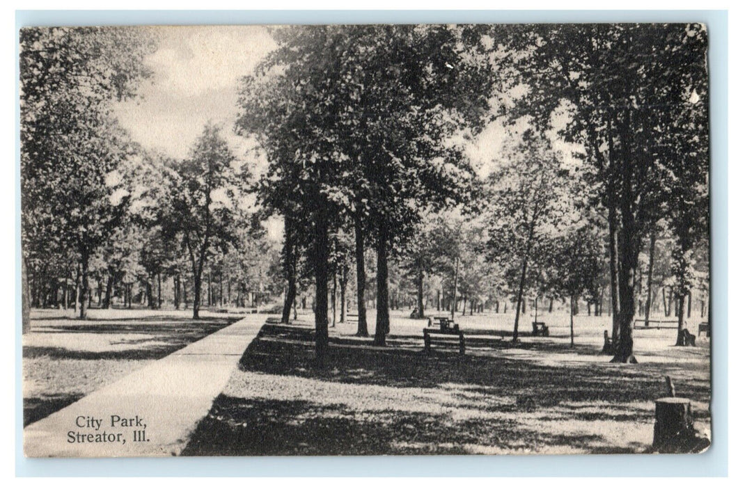 1910 City Park Streator Illinois IL Posted Antique Oak Park Postcard