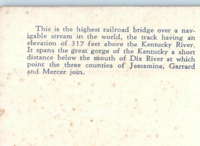 Birds Eye View Of High Bridge Over Kentucky River High Bridge KY Postcard