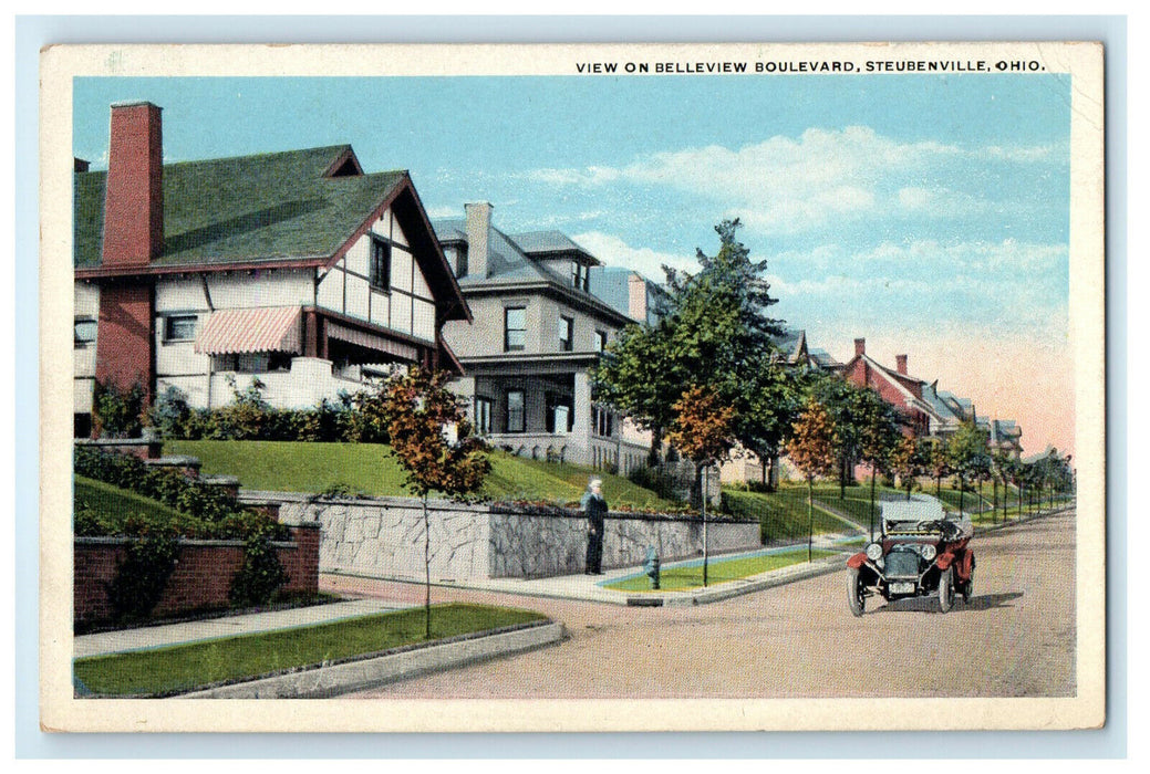 c1920s View on Belleview Boulevard, Steubenville, Ohio OH Unposted Postcard