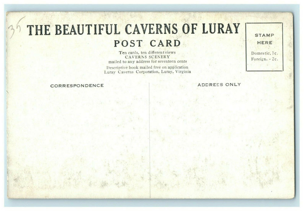 1906 Ballroom Millers Hall Caverns of Luray Virginia VA Antique Postcard