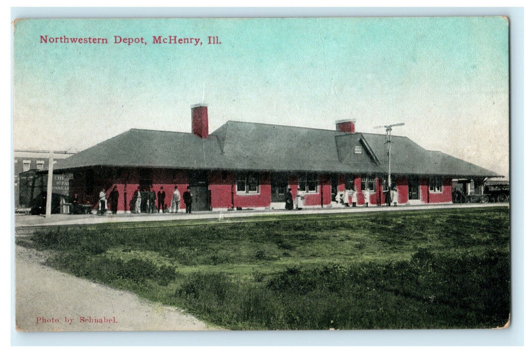 1911 Northwestern Depot McHenry Illinois IL Posted Antique Postcard