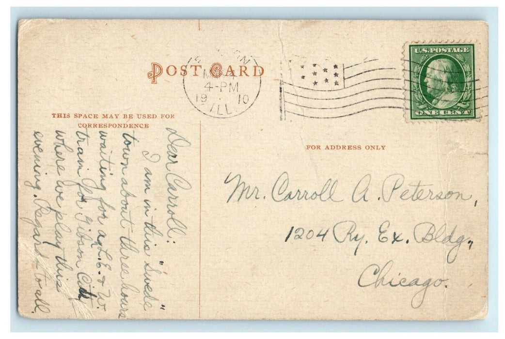 1910 West Center St. Paxton Illinois IL Posted Antique Postcard