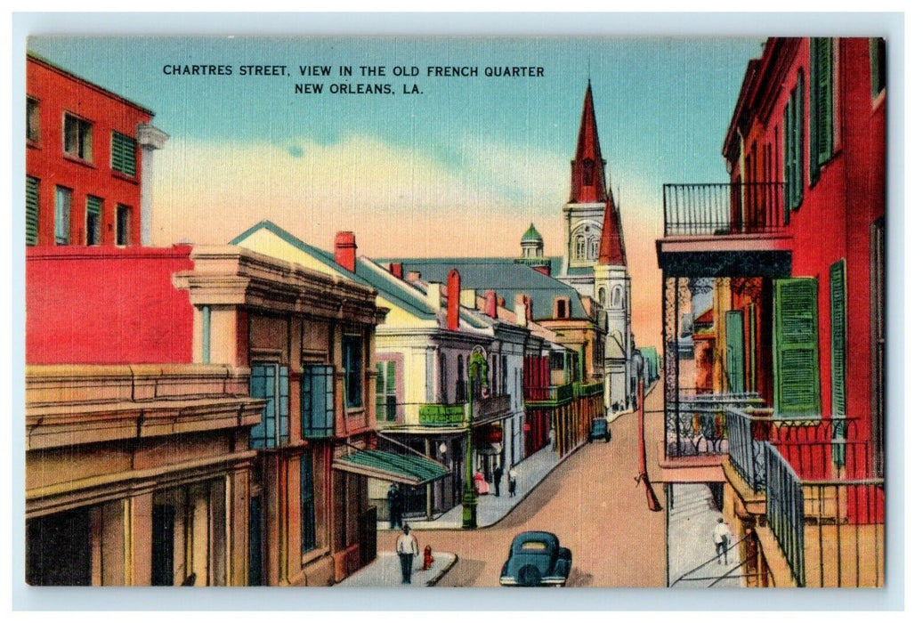 Chartres Street View Old French Quarter New Orleans Louisiana LA Postcard