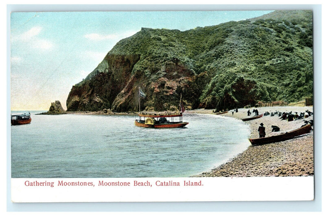 1899 Gathering Moonstones Beach Catalina Island California CA Antique Postcard