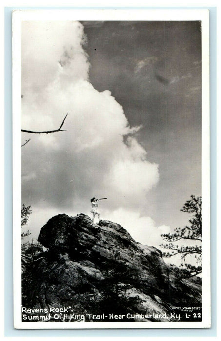 1948 Ravens Rock Hiking Trail Cumberland Kentucky KY Posted RPPC Photo Postcard