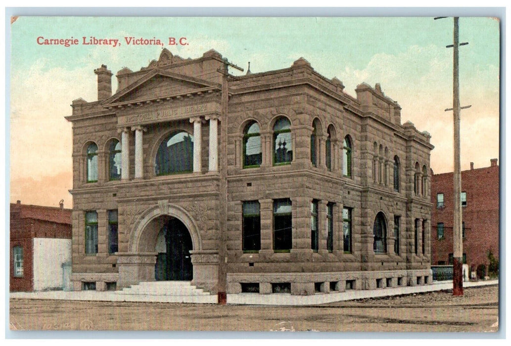 1911 Carnegie Library Building Victoria British Columbia B.C. Canada Postcard