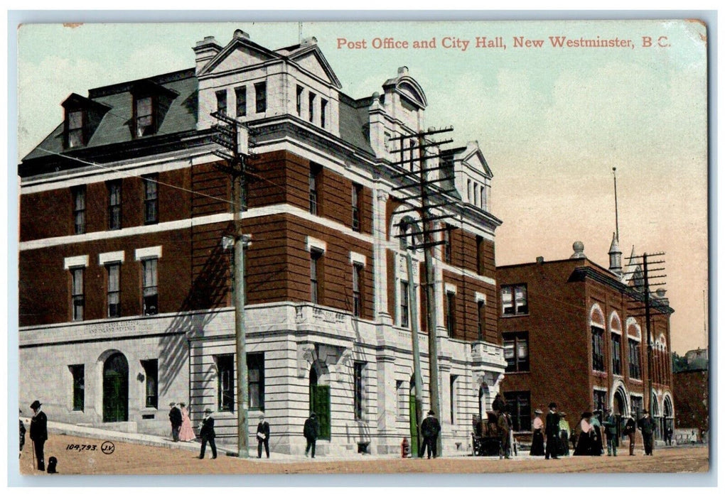 c1910's Post Office And City Hall Building New Westminster BC Canada Postcard