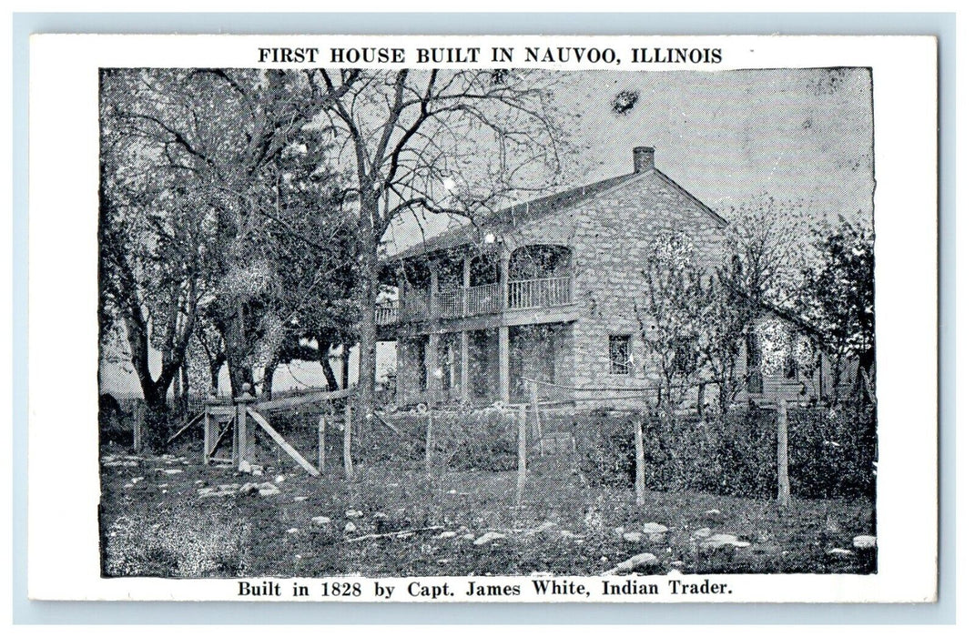 Captain James White Indian Trader First House Nauvoo Illinois IL Postcard