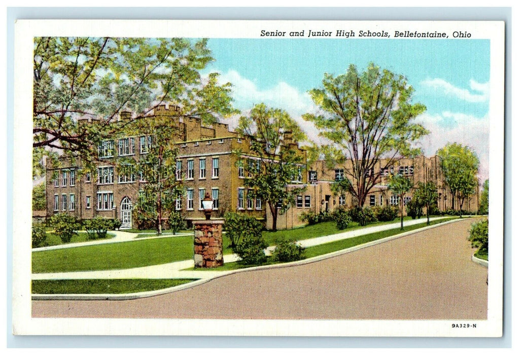 View Of Senior And Junior High Schools Bellefontaine Ohio OH Postcard