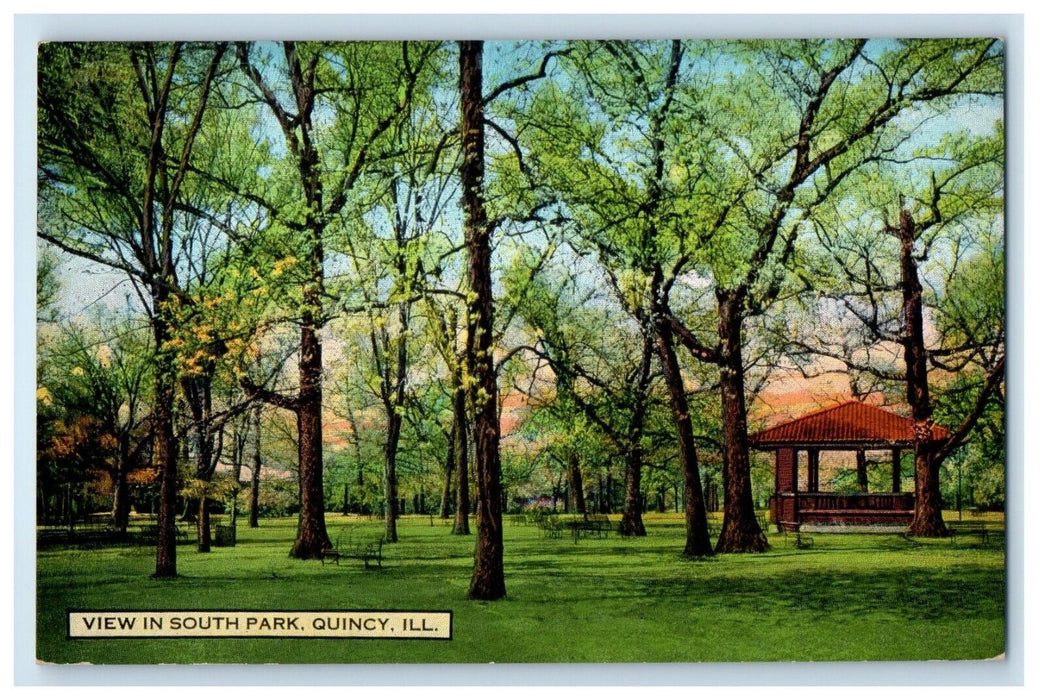 c1950's View In South Park Pavilion Quincy Illinois IL Vintage Postcard