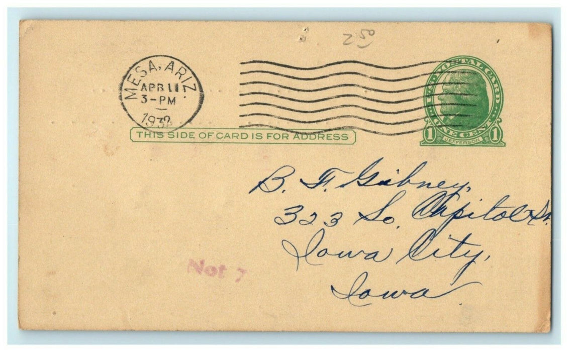 1932 W6BFA Mesa Arizona QSO Ham Radio AZ Vintage Postcard