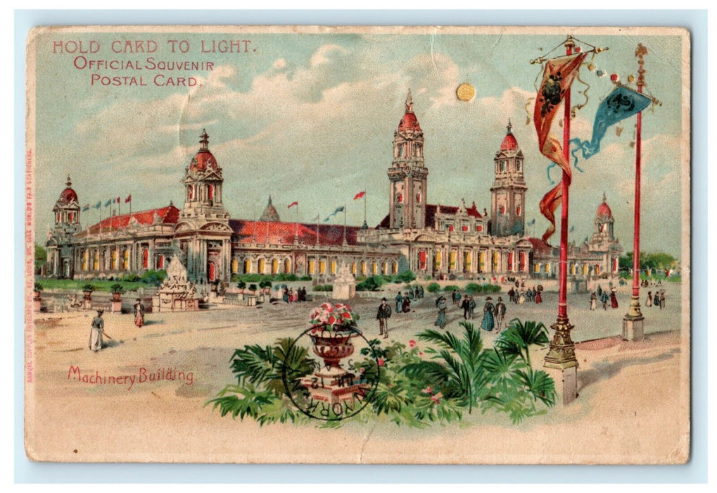 1904 Hold to Light Machinery Building St. Louis World's Fair Antique Postcard