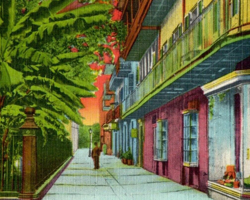 c1940's View Of Pirate's Alley New Orleans Louisiana LA Vintage Postcard