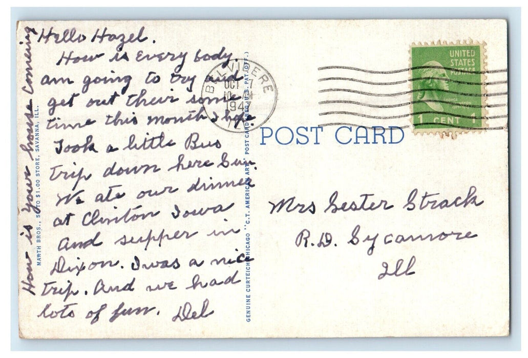 1947 Bob Upton's Cave Mississippi River Palisades State Park Savanna IL Postcard