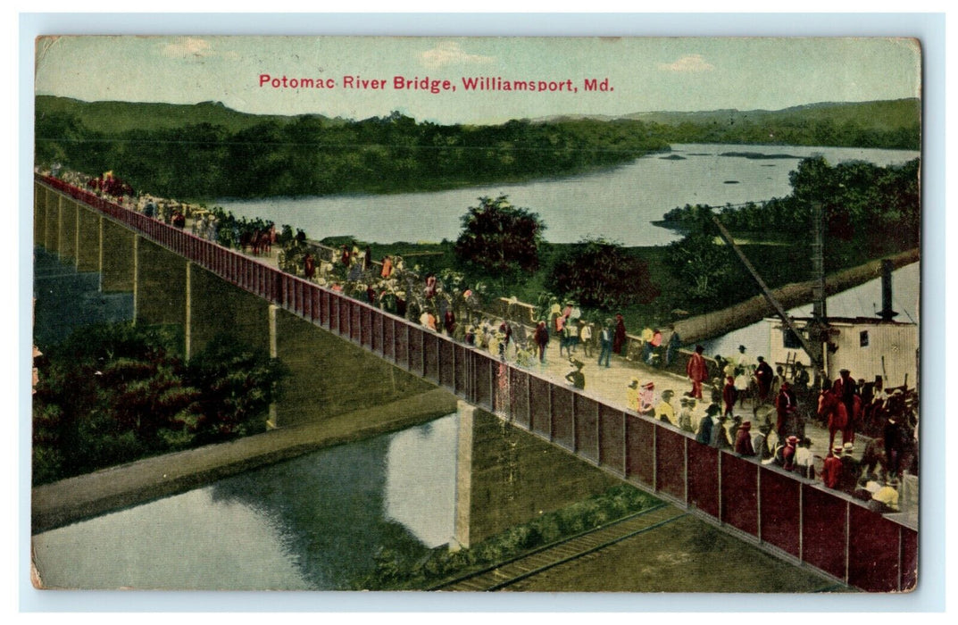 1910 Patomac River Bridge Williamsport Maryland Posted Antique Postcard