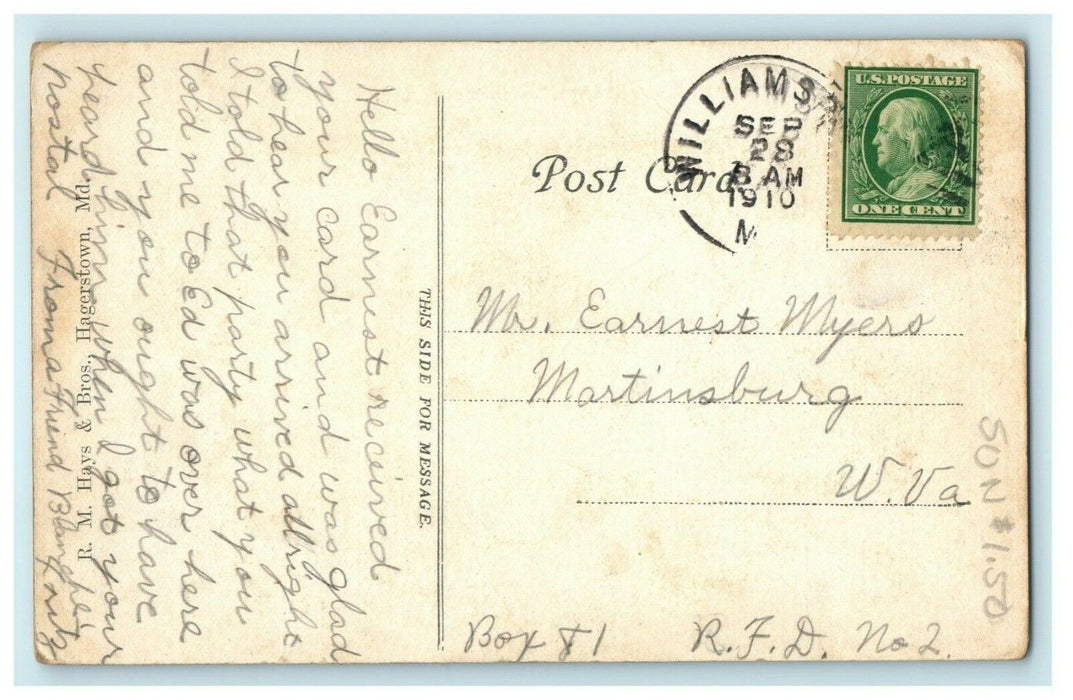 1910 Patomac River Bridge Williamsport Maryland Posted Antique Postcard