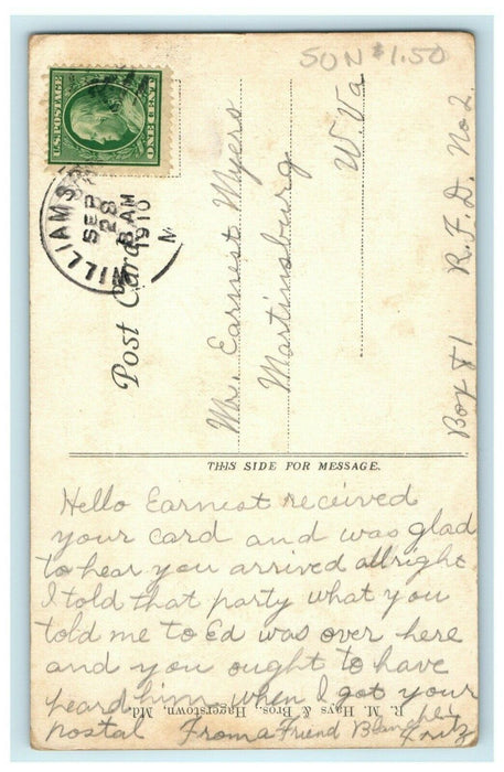 1910 Patomac River Bridge Williamsport Maryland Posted Antique Postcard