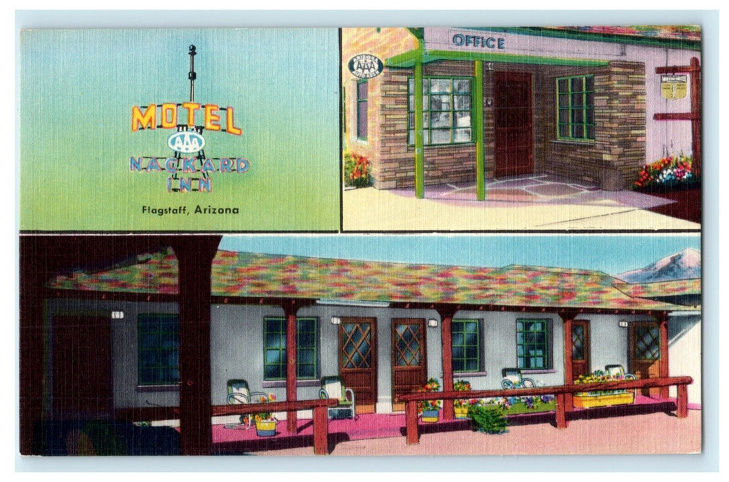 c1940's Nackard Inn Flagstaff Arizona AZ Motel Vintage Postcard