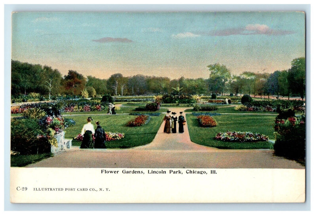 c1910's View Of Flower Gardens Lincoln Park Chicago Illinois IL Antique Postcard
