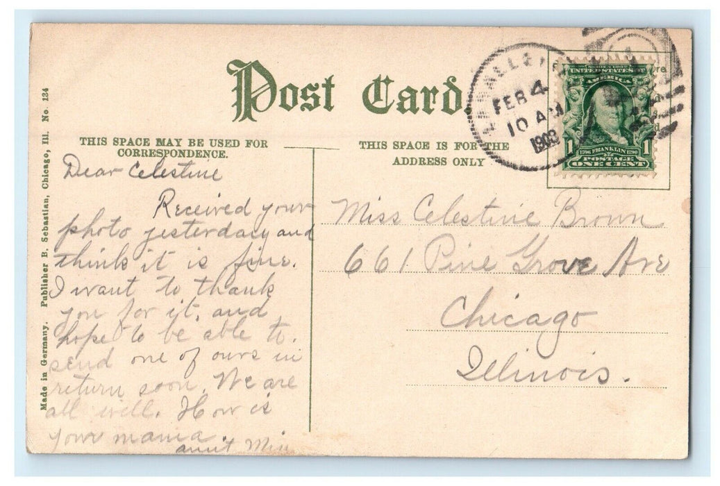 1908 Suspension Bridge At Deer Park Lasalle County Illinois IL Antique Postcard