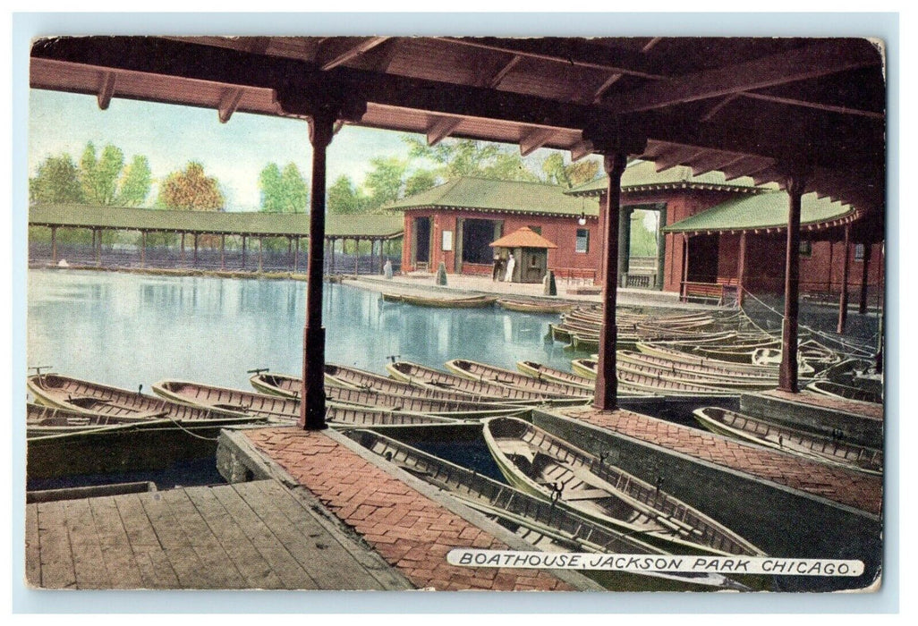 c1910 View Of Boat House Jackson Park Chicago Illinois IL Antique Postcard