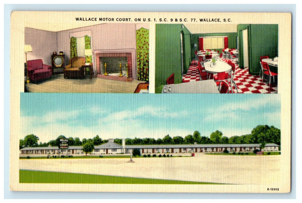 c1940's Wallace Motor Court Motel Fireproof Wallace South Carolina SC Postcard