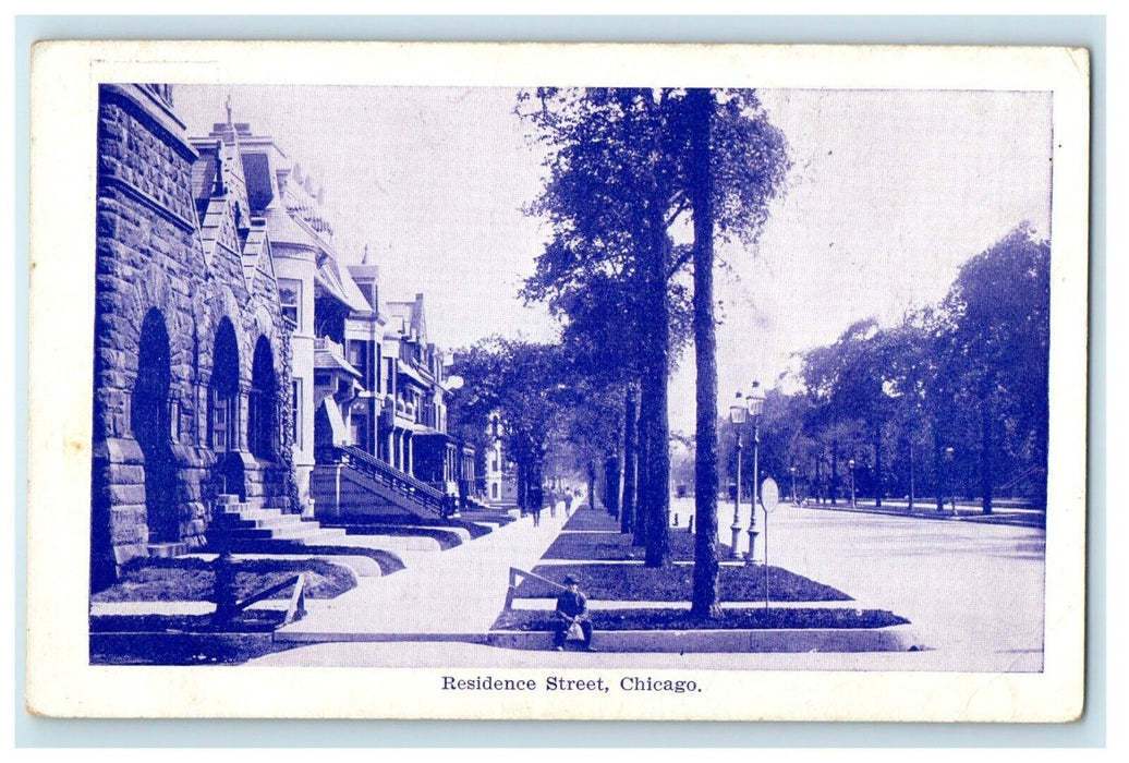 c1910's View Of Residence Street Chicago Illinois IL Posted Antique Postcard