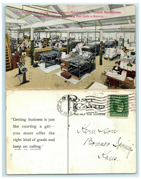 1910 Chilton Company Philadelphia Factory BiFold Advertising Antique Postcard