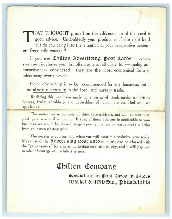 1910 Chilton Company Philadelphia Factory BiFold Advertising Antique Postcard